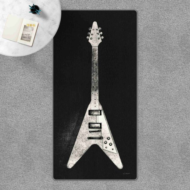 Schwarz-weißer Teppich E-Gitarre Schwarz-Weiß