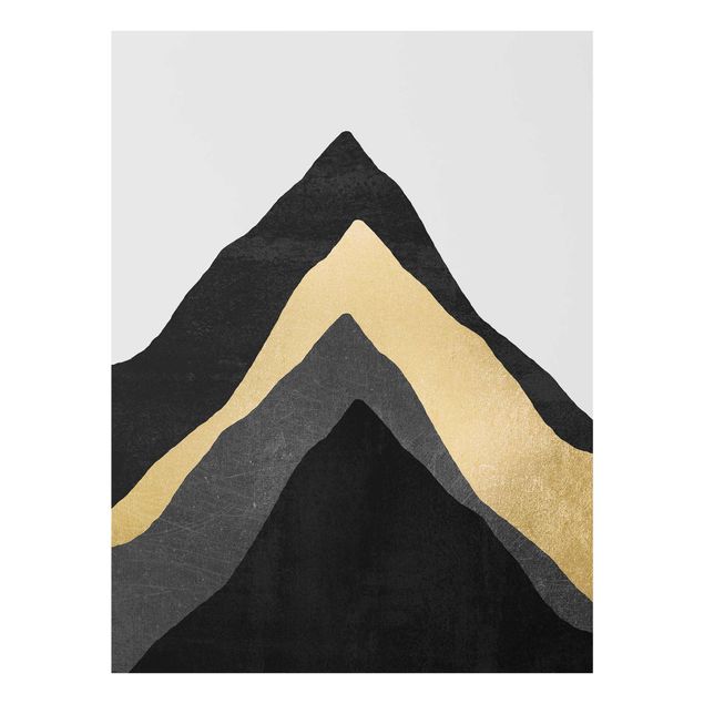 Glasbild - Goldener Berg Schwarz Weiß - Hochformat 4:3