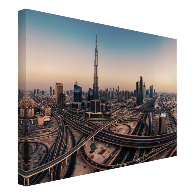 Moderne Leinwandbilder Wohnzimmer Abendstimmung in Dubai