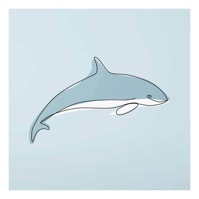 Glasbild - Delfin Line Art - Quadrat 1:1