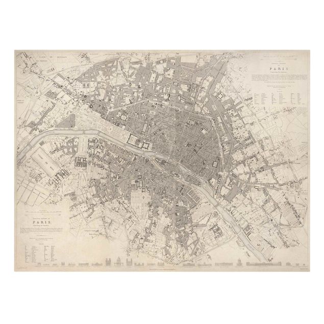Wandbild Weltkarte Vintage Stadtplan Paris
