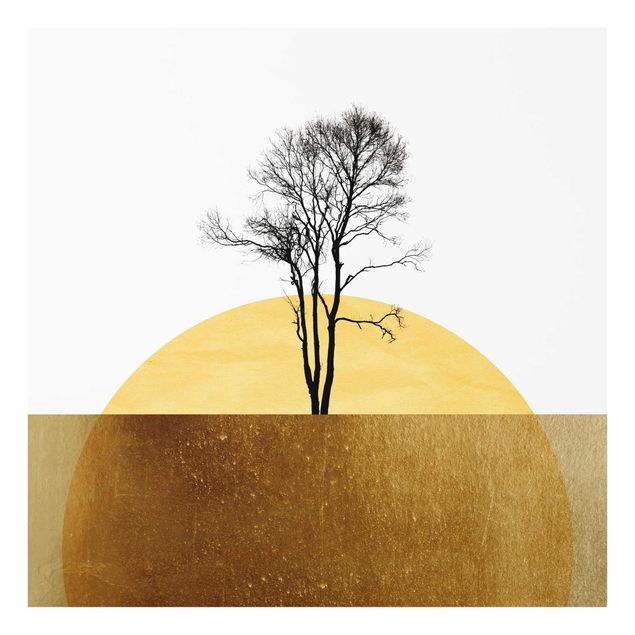 Bilder für die Wand Goldene Sonne mit Baum