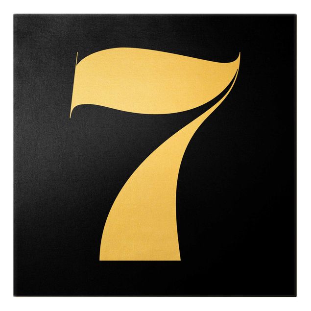 Leinwandbild Gold - Antiqua Zahl 7 - Quadrat 1:1