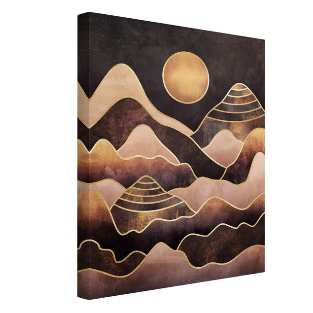 Wandbilder abstrakt Goldene Sonne abstrakte Berge