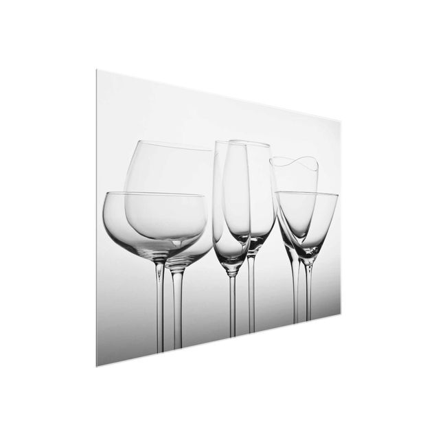 Bilder auf Glas Edle Gläser Schwarz-Weiß