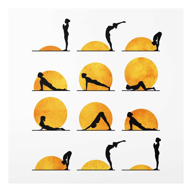 Glasbild - Yoga - Der Sonnengruß - Quadrat 1:1