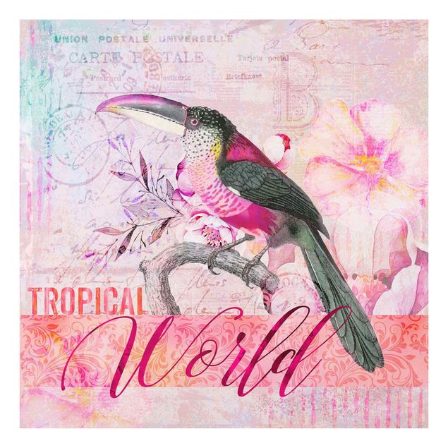 Wandbilder Vintage Collage - Tropical World Tucan