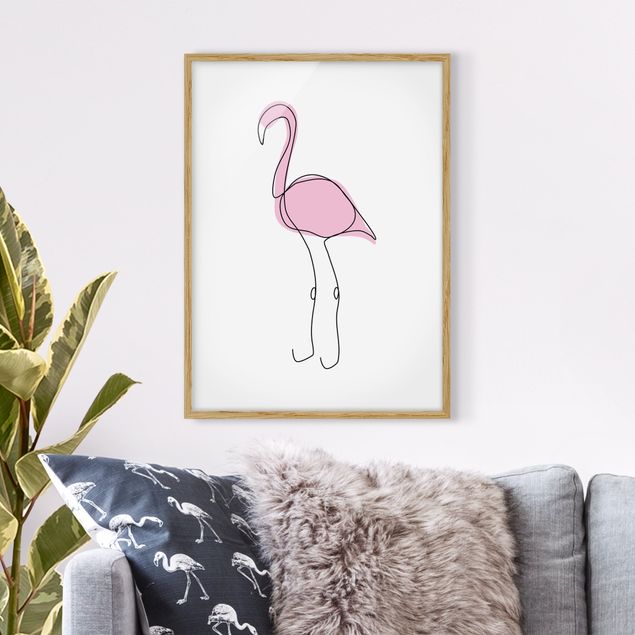Wandbilder Tiere Flamingo Line Art