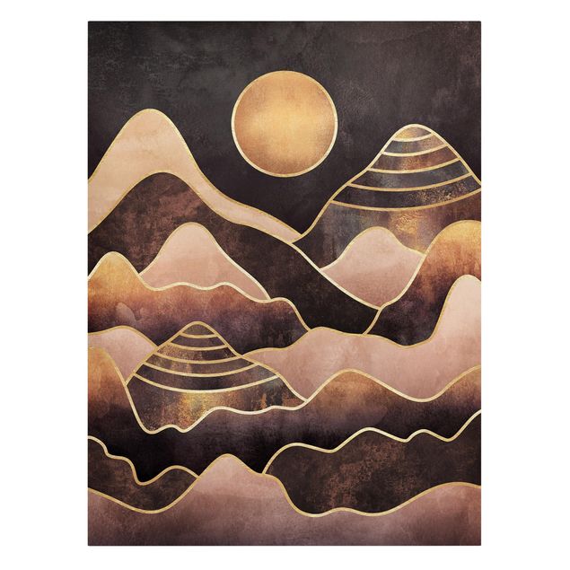 Leinwandbilder abstrakt Goldene Sonne abstrakte Berge