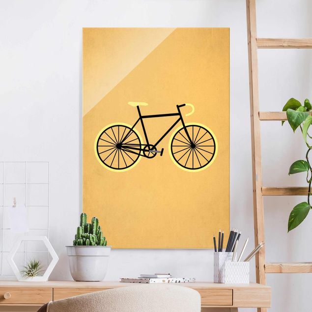 Wandbilder Glas XXL Fahrrad in Gelb