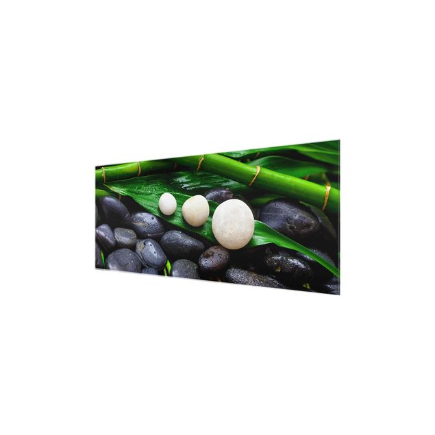 Bilder auf Glas Grüner Bambus mit Zen Steinen