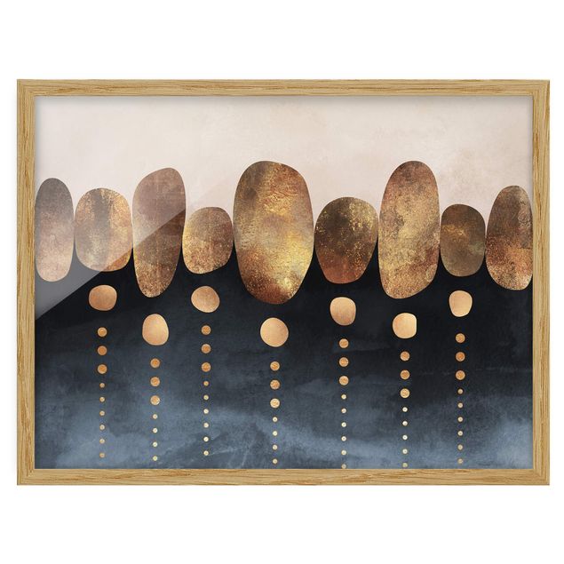 Kunstdruck Bilder mit Rahmen Abstrakte goldene Steine