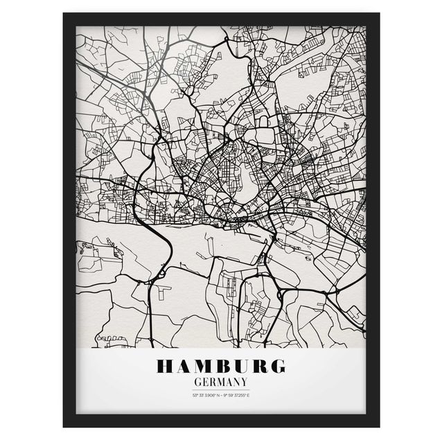 Wandbilder Stadtplan Hamburg - Klassik