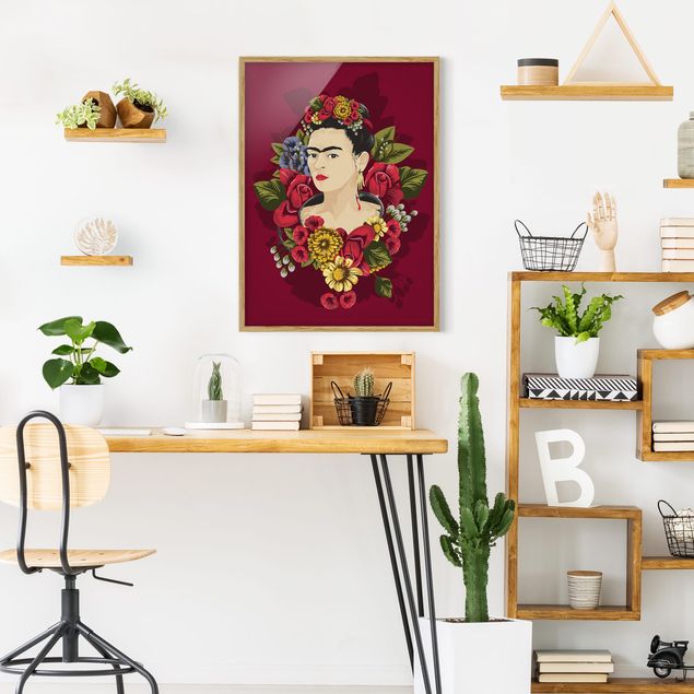 Gerahmte Kunstdrucke Frida Kahlo - Rosen