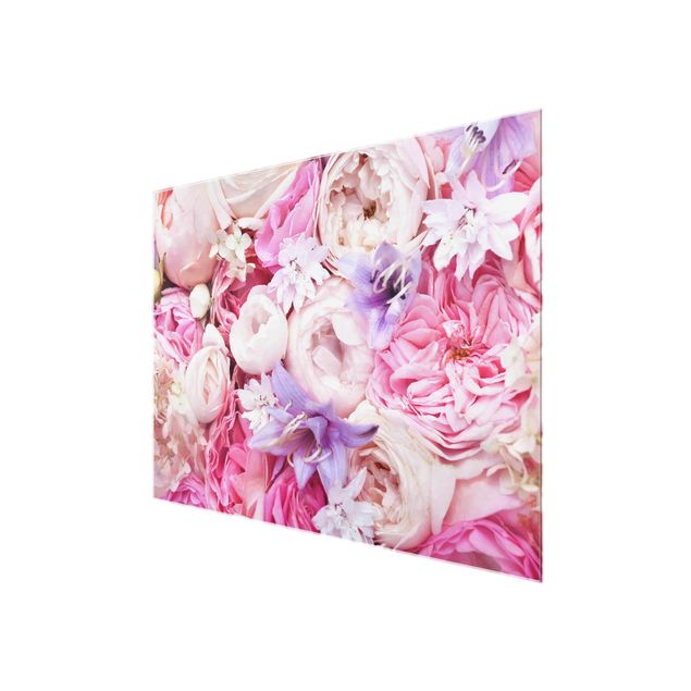 Schöne Wandbilder Shabby Rosen mit Glockenblumen
