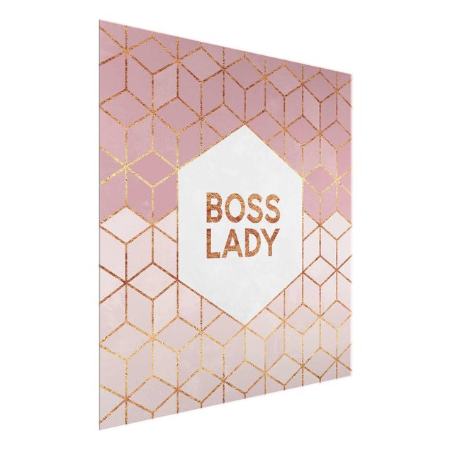 Glasbild - Boss Lady Sechsecke Rosa - Quadrat 1:1