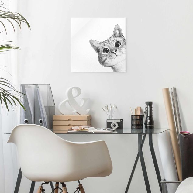 Wandbilder Tiere Illustration Katze Zeichnung Schwarz Weiß