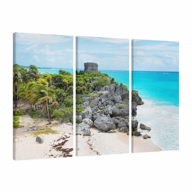 Strand Bild auf Leinwand Karibikküste Tulum Ruinen