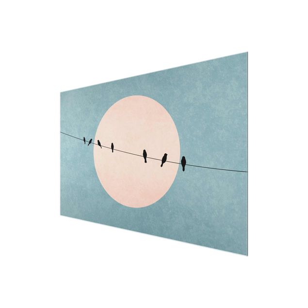 Schöne Wandbilder Vögel vor rosa Sonne I