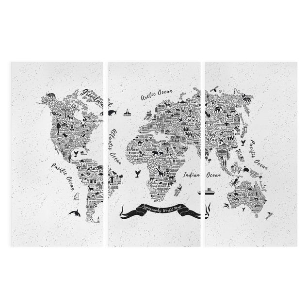 Leinwandbilder Sprüche Typografie Weltkarte weiß