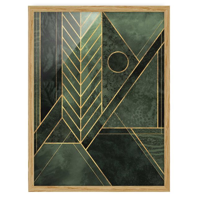 Kunstdrucke mit Rahmen Geometrische Formen Smaragd Gold