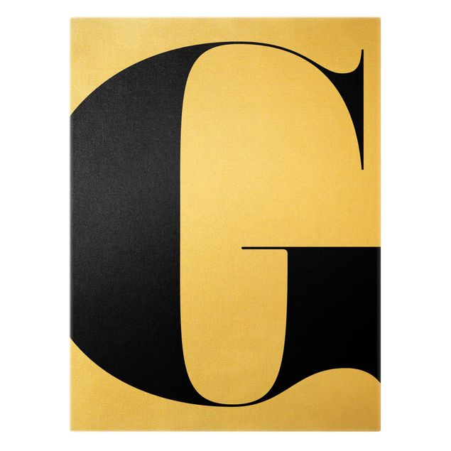 Leinwandbild Gold - Antiqua Letter G - Hochformat 3:4