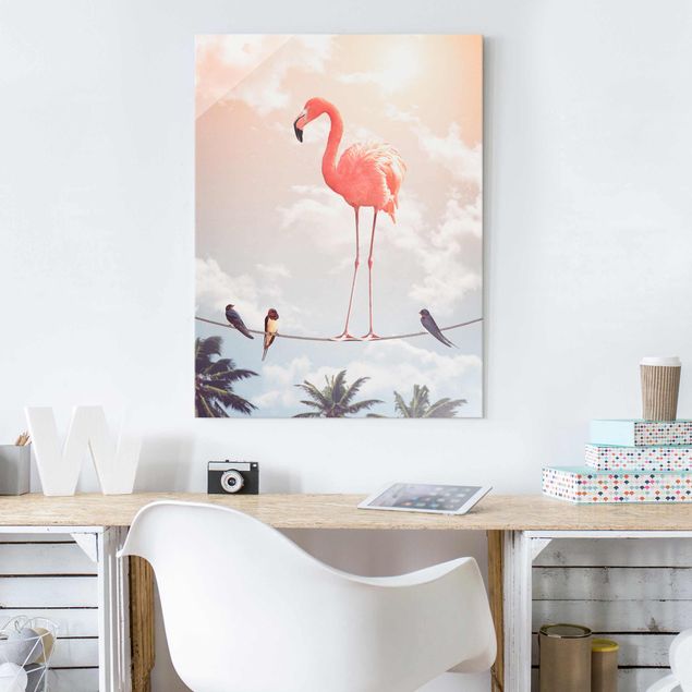 Wandbilder Tiere Himmel mit Flamingo