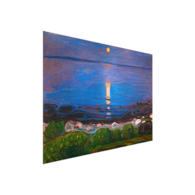 Glasbilder Meer Edvard Munch - Sommernacht am Meeresstrand