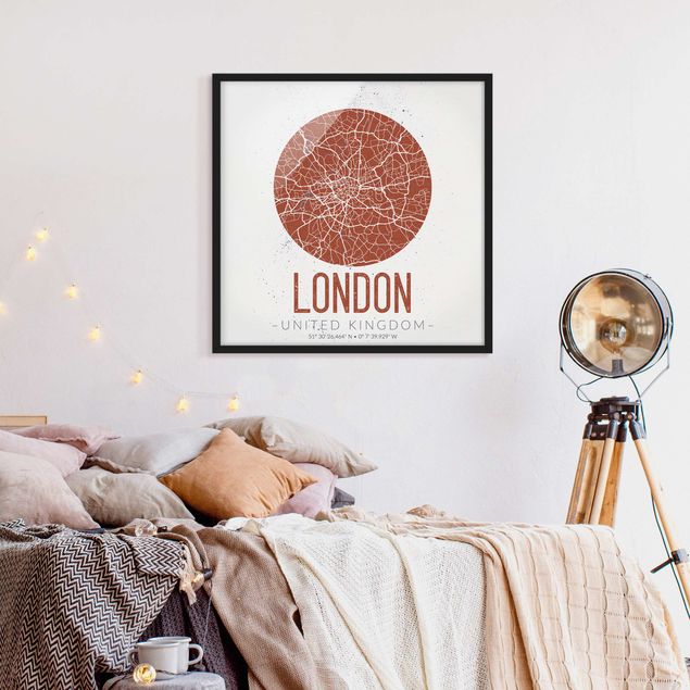 Gerahmte Bilder mit Sprüchen Stadtplan London - Retro