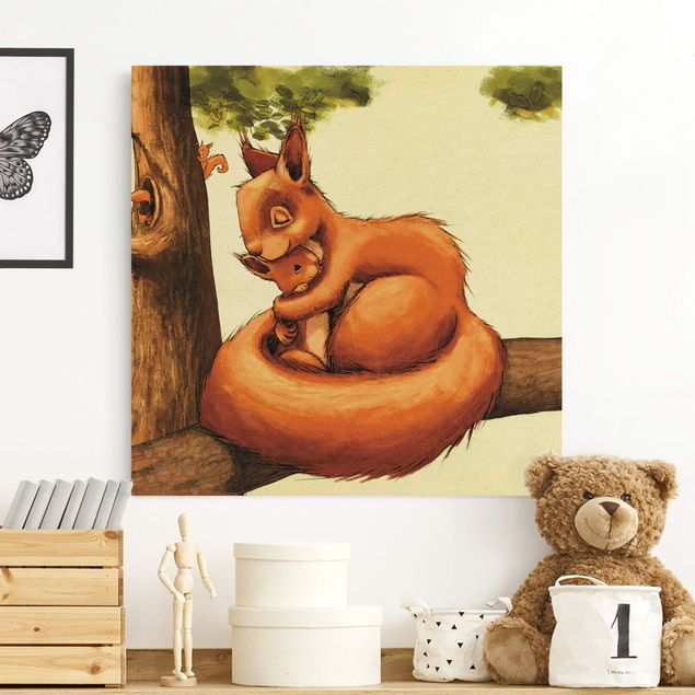 Wandbilder Tiere Einhörnchen Mama