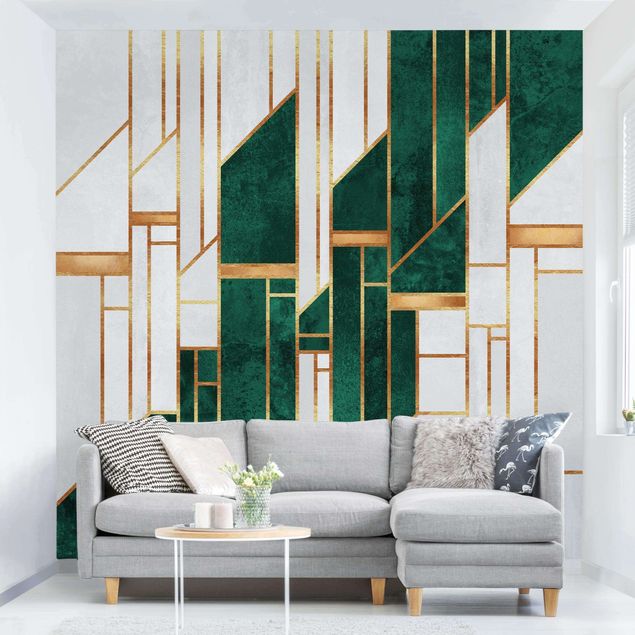 Abstrakte Kunst Emerald und Gold Geometrie