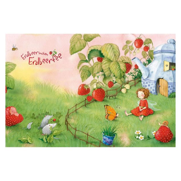 Fototapete Erdbeerinchen Erdbeerfee - Im Garten