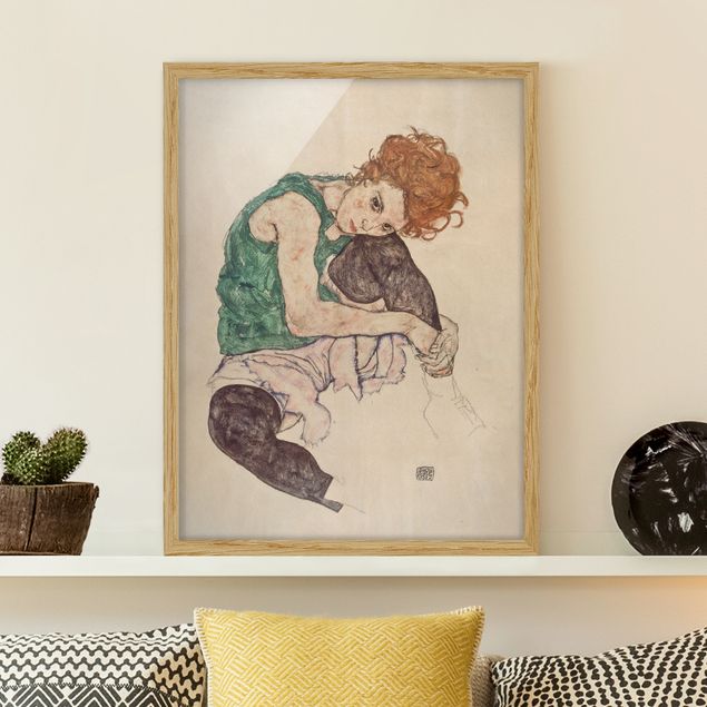 Kunstdruck Expressionismus Egon Schiele - Sitzende Frau mit hochgezogenem Knie