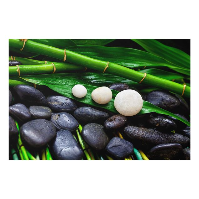 Bilder für die Wand Grüner Bambus mit Zen Steinen