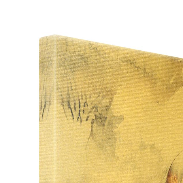 Leinwandbild Gold - Goldene abstrakte Wintermalerei - Hochformat 2:3