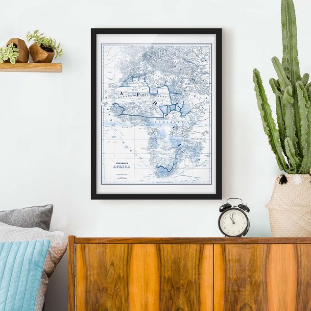 Weltkarten mit Rahmen Karte in Blautönen - Afrika