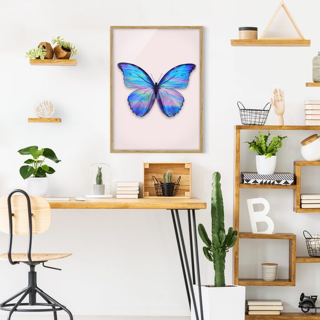 Kunstdruck Bilder mit Rahmen Holografischer Schmetterling