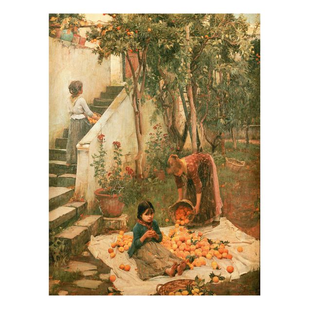 Glasbilder John William Waterhouse - Die Orangenpflücker