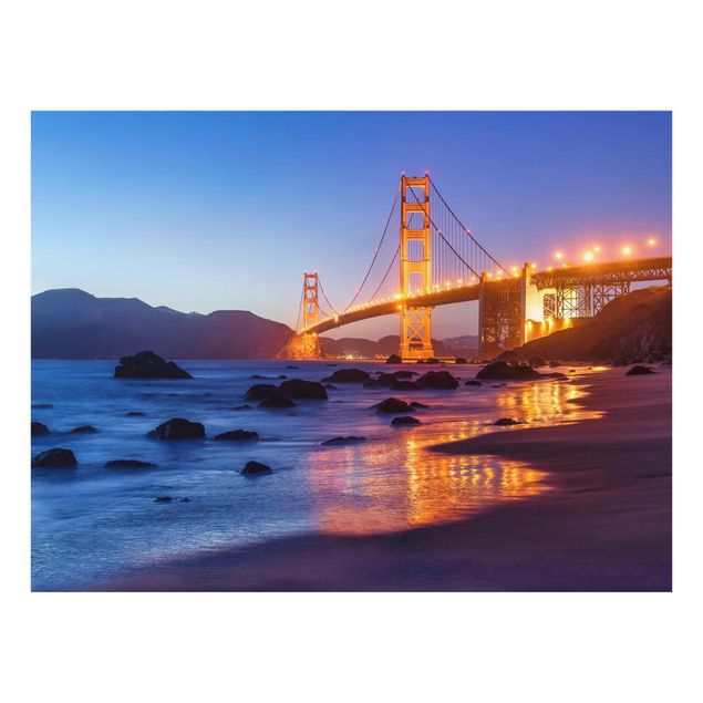 Glasbild - Golden Gate Bridge am Abend - Querformat 4:3