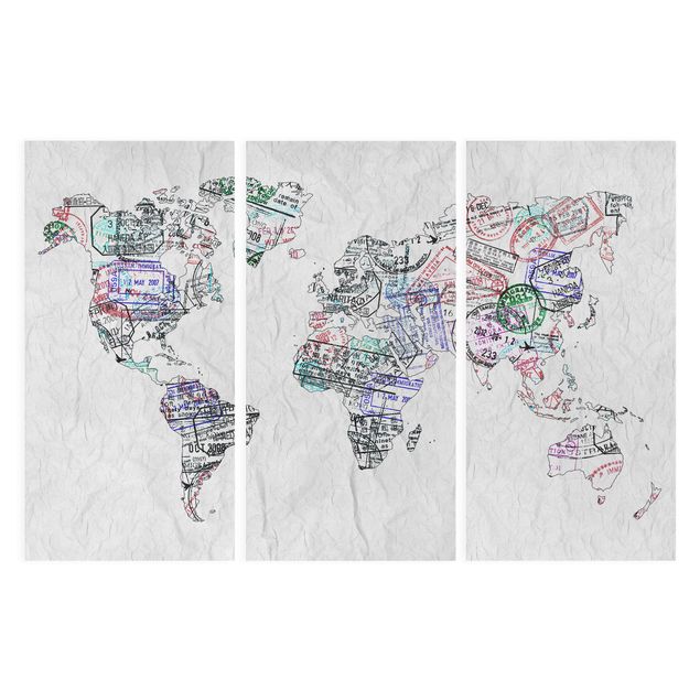 Schöne Wandbilder Reisepass Stempel Weltkarte