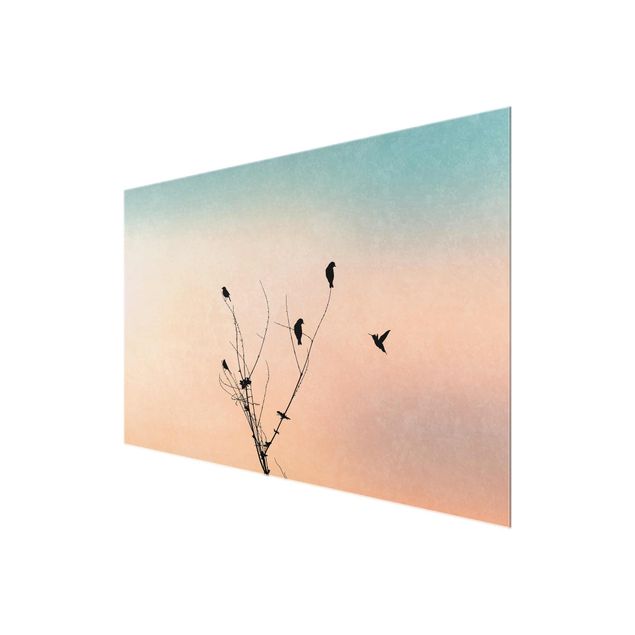 Bilder für die Wand Vögel vor rosa Sonne II