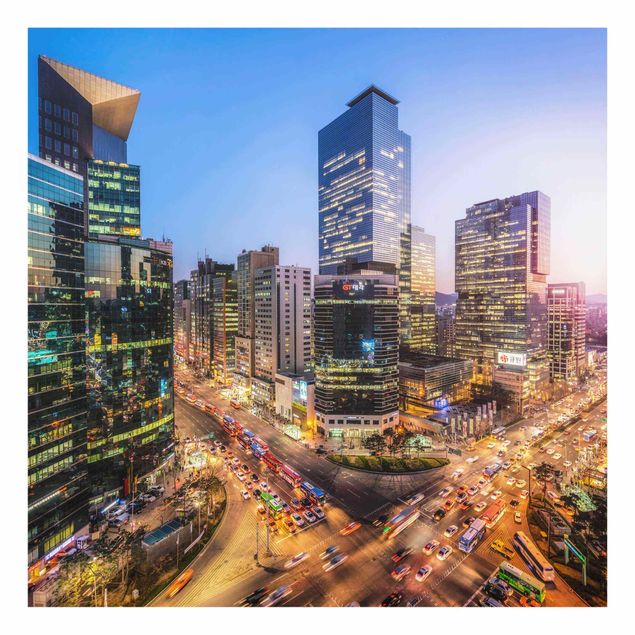 Glasbild - Stadtlichter von Gangnam - Quadrat 1:1