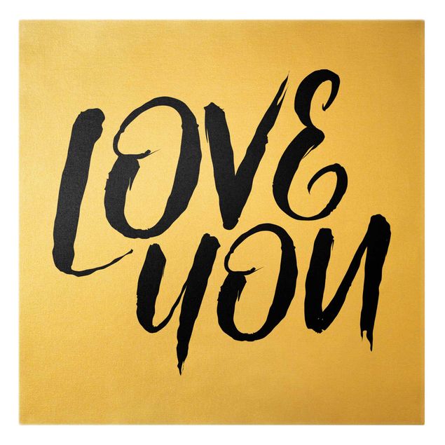 Leinwandbild Gold - Love You - Quadrat 1:1
