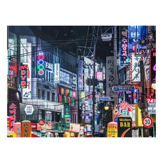 Glasbild - Nachtleben von Seoul - Querformat 4:3