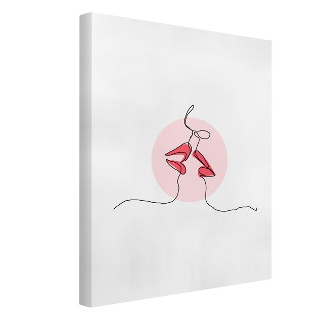 Leinwandbilder abstrakt Lippen Kuss Line Art