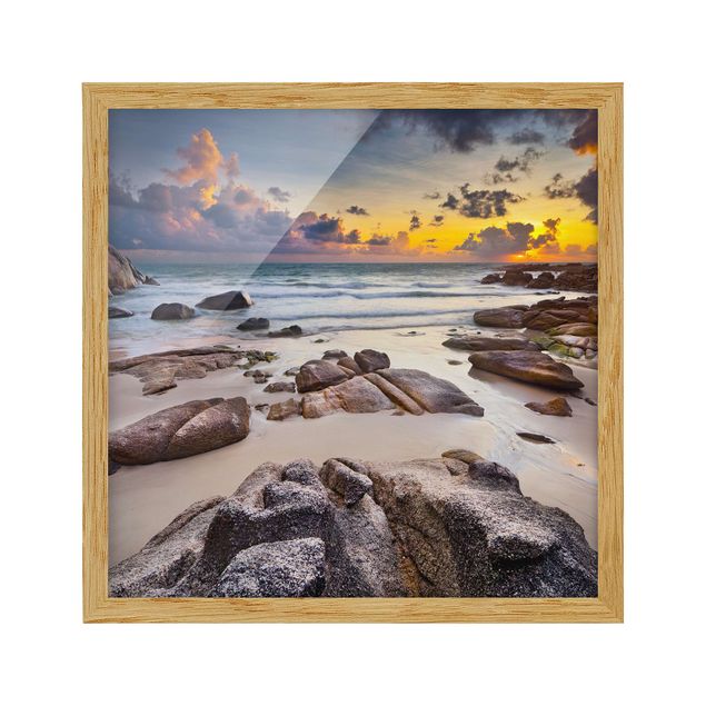 Bild mit Rahmen - Strand Sonnenaufgang in Thailand - Quadrat 1:1