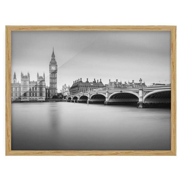Bild mit Rahmen - Westminster Brücke und Big Ben - Querformat 3:4