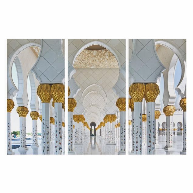 Leinwandbild 3-teilig - Moschee in Abu Dhabi - Hoch 1:2