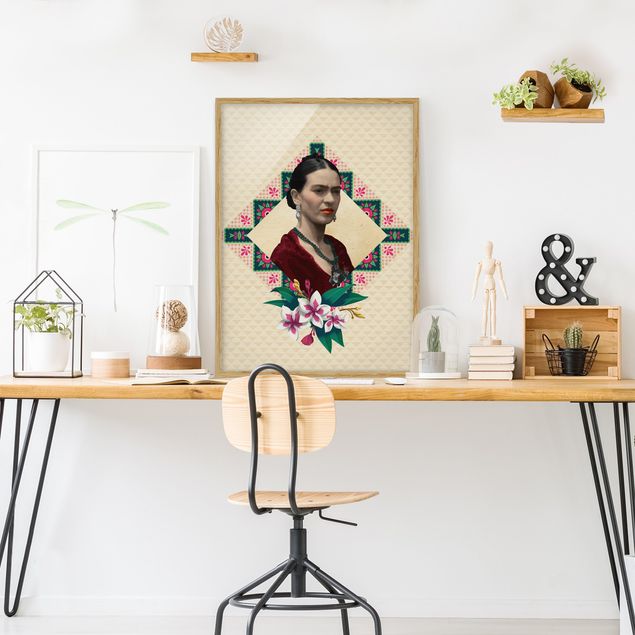 Schöne Wandbilder Frida Kahlo - Blumen und Geometrie