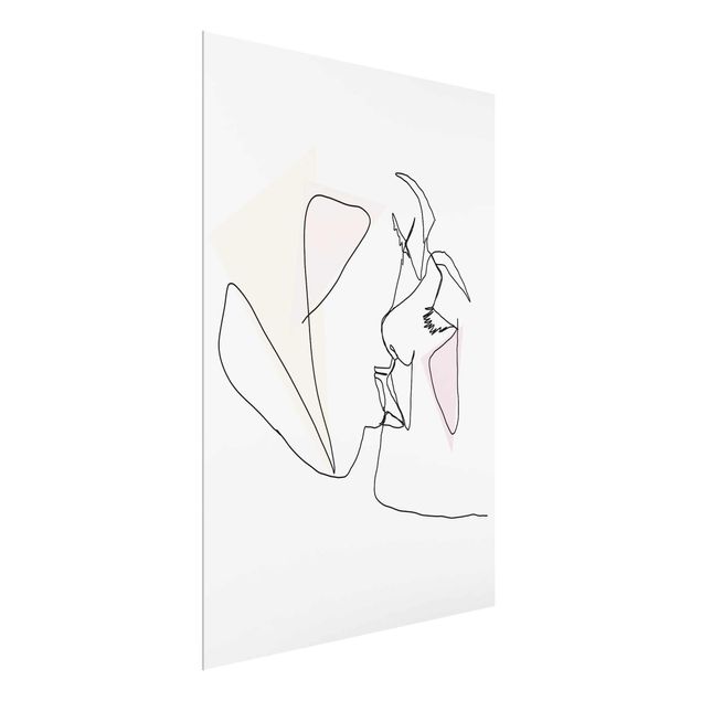 Glasbild - Kuss Gesichter Line Art - Hochformat 4:3